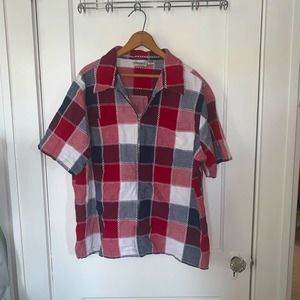 Fashion Bug womens plaid zip up short sleeve top size 22/24